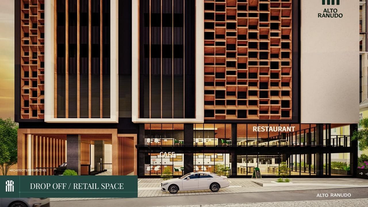 Ground-floor retail and drop-off at Alto Ranudo
