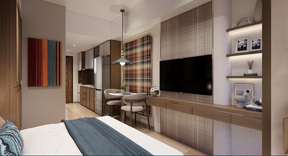 Furnished studio interior at Alto Ranudo